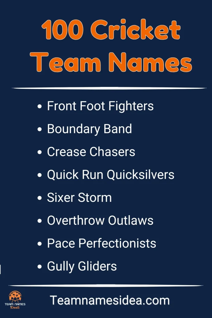 100 Cricket Team Names