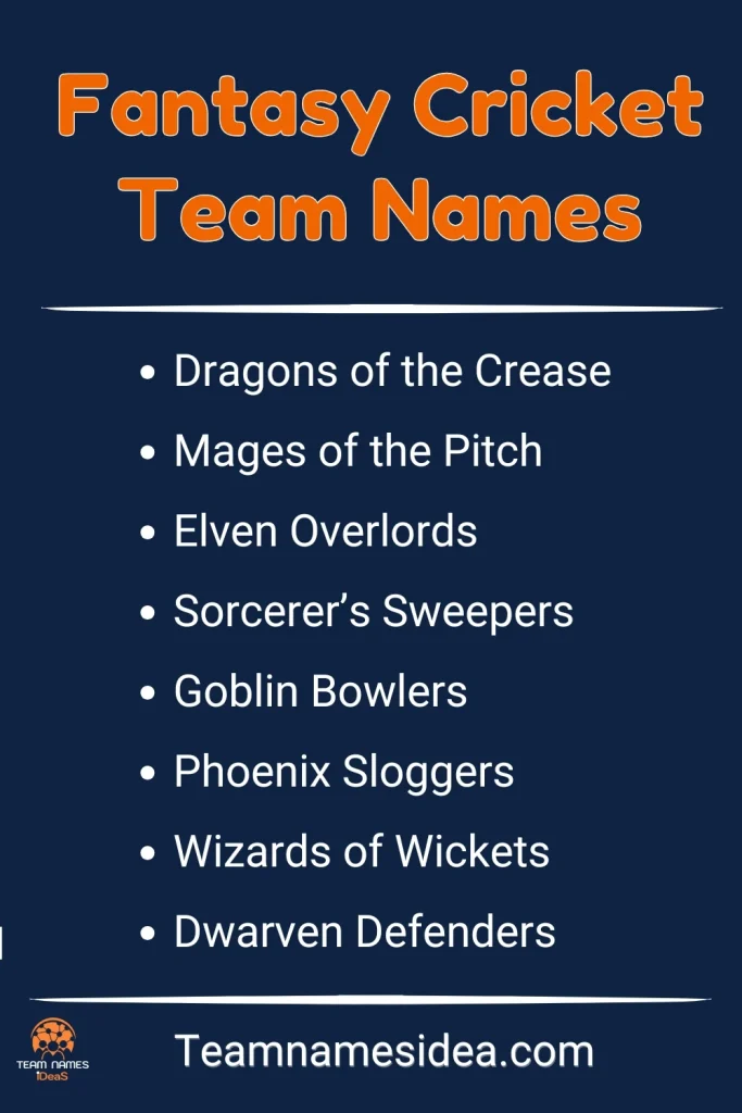 Fantasy Cricket Team Names