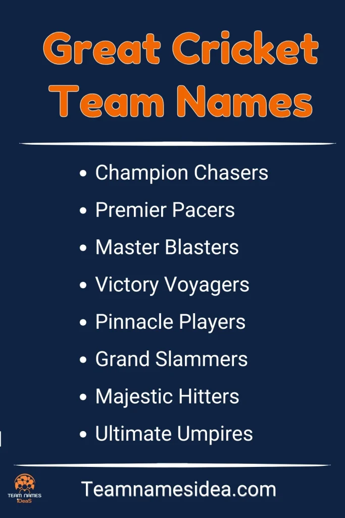 Great Cricket Team Names